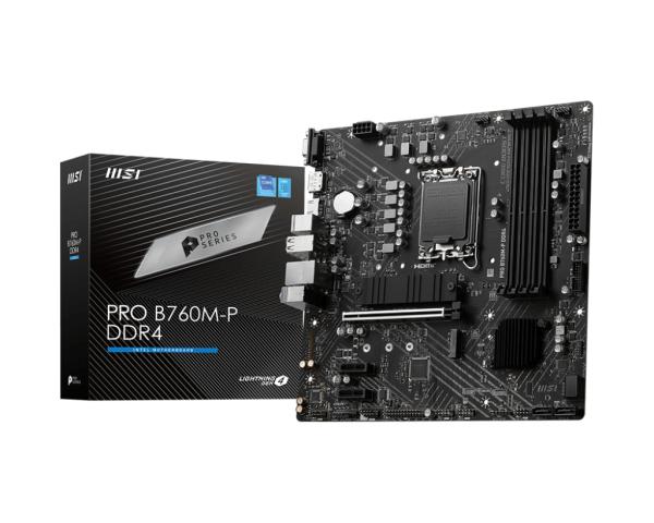 MSI PRO B760M-P DDR4 Mainboard – Intel B760 LGA 1700 micro ATX 128GB DDR4 2× M.2 2.5 Gb LAN